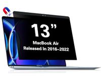 Privacy Screen for MacBook Air 13 Inch (2018-2021, M1) & MacBook Pro 13 In (2016-2022, M1, M2), MagicSuction™ Removable Anti Spy Black Protector, Glare Blue Light Filter for Mac Laptop Computer