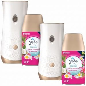 Glade Automatic Spray Refill and Holder Kit, Air Freshener for Home and Bathroom, Tropical Blossoms, 6.2 Oz, 2 Count (Pack of 2) Multicolor