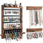 Wall Jewelry Organizer Set of 3 Jewelry Organizer Wall Mounted Wood Hanging Jewelry Organizer Rustic Jewelry Hanger for Jewelry Storage Display and Gift