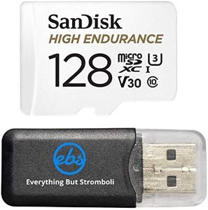 SanDisk High Endurance 128GB TF Card MicroSDXC Memory Card for Dash Cams & Home Security System Video Cameras (SDSQQNR-128G-GN6IA) Class 10 Bundle with (1) Everything But Stromboli MicroSD Card Reader