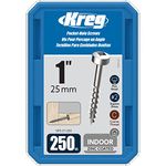 Kreg SPS-C1-250 1" Pan Head Coarse Thread Number 7 Zinc Coated Pocket Hole Screws (250 Count)