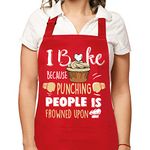 Gaosaili Funny Apron for Women Cooking Apron with Pockets Adjustable Kitchen Baking Cotton Apron, Birthday Thanksgiving Gift for Baker Wife Girlfriend Boyfriend Mom Grandma-I Bake Because…