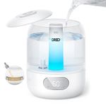 DREO Humidifiers for Bedroom, 3L Top Fill 30H & 26dB Quiet Cool Mist Air Humidifier, Easy to Fill & Clean Ultrasonic Humidifier for Plants, Baby, Nightlight, Humidity Sensor, 360° Nozzle, BPA free