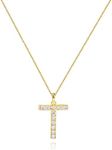 Tarsus T Initial Letter 14K Gold Plated Alphabet Pendant Necklace Monogram Charm Cubic Zirconia Jewelry Gifts for Women Girlfriend Teen Girls