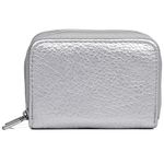 Julia Buxton Pebble Vegan Leather Wizard Wallet, Silver Glitter, one size, Mini Wallet