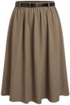 CIDER Mid Waist Skirts for Women Pleated A-Line Long Maxi Skirt Plus Size with Belts 2024 Trendy: Khaki, 1XL