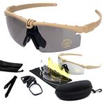 ToopMount Sports Goggles Anti Fog GlSunglwith 3 Interchangeable Lens (Tan)