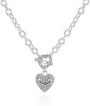 Juicy Couture SIlvertone Heart Charm Pendant Necklace For Women