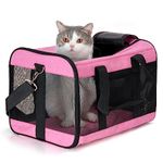 Conlun Cat Carrier Airline Approved, Soft-Sided Dog Carrier with Inner Safety Leash, Pet Transport Carrier for Small-Medium Cats Puppies up to 15 Lbs, Collapsible Travel Kitten Carrier Bag -Pink M