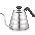 HARIO VKB-120HSV V60 Buono Drip Large Stovetop Stainless-Steel Gooseneck Pour-Over Kettle, 1.2 Litre, Aluminium, Stainless Steel