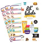 Bottle Labels, Write-On, Self-Laminating, Daycare Waterproof Labels (Animal Friends)