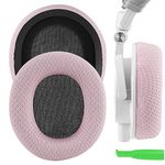 Geekria NOVA Mesh Fabric Replacement Ear Pads for Audio-Technica M50X, M50XBT, M50XBT2, M60X, M50, M40X, M30, M20, M10 Headphones Ear Cushions, Headset Earpads, Ear Cups Cover Repair Parts (Pink)