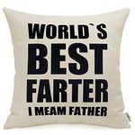 Meekio World's Best Father I Mean Farter Funny Quote Print Decorative Throw Pillow Covers 18 x 18 Funny Gifts for Dad Birthday Gifts for Dad