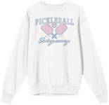 Bioworld Pickleball Est. 1976 Swing Away Adult White Crew Neck Sweatshirt-Small