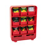 Mind Reader Tea Bag Organizer, Tea Station Organizer, Countertop Storage, Kitchen, Plastic, 26L x 8.3W x 34.9H cm, Red