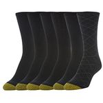 Gold Toe Women's Casual Texture Crew Socks, Black Diamond (6-Pairs), M (Pack of 6)