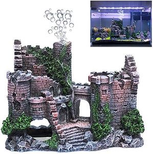 fazhongfa Aquarium Castle Air Bubbler Fish Tank Decorations for Betta Fish Ornament Small and Medium Fish Accessories Decor Betta House Toys (Air Pump is Not Include)