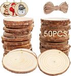 OurWarm 50pcs Natural Wood Slices, Unfinished Wood Slices Circles for Crafts Centerpieces, 2.0-2.5 Inches Predrilled Wood Kit for Arts and Crafts DIY Christmas Tree Ornaments