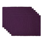 DII Ribbed, Placemat Set, Eggplant 6 Count, CAMZ33242