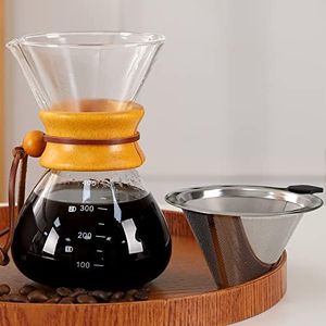 Jabykare Pour Over Coffee Maker Glass Coffee Pot Manual Drip Coffee Brewer with coffee Filter for Home, Travel (400 ml, Brown)