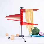 MILANGE Pasta Drying Rack Collapsible Pasta Dryer Rack Foldable Noodle Dryer Rack Stand with 16 Anti Slip Rods Holding up to 4.5 lb of Homemade Pasta Spaghetti Noodle Easy for Storage(Red)