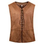 Zhitunemi Mens Pirate Vest Men Pirate Costume Men Medieval Costumes Adult Halloween Renaissance Vest, Brown, Medium