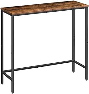 HOOBRO Console Meuble, Table Console Fine, Petite Table de Présentation, Table d’Entrée, Bout de Canapé, Table d'Appoint, pour Couloir, Entrée, Salon, Style Industriel, Marron Rustique EBF75XG01