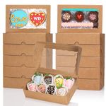 JCXGRVC 50PCS 8x5x2 Inch Bakery Boxes Cookie Boxes with Window Treat Boxes Dessert Boxes for Cookie,Donut,Muffins,Chocolate,Cupcake,Macaron,and Candy Gift Giving