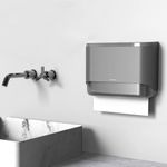 interhasa! Hand Towel Paper Dispenser Multifold/Trifold/M Fold Tissue Toilet Paper Holder ABS Wall Mounted for Home Bathroom Kitchen, Toilet Paper Box Tissue Organizer, Silver