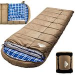 Winter 0 Degree Canvas Sleeping Bag for Fishing, Hunting, Traveling and Camping Particularly in Cold Winter Outdoor with Removable Flannel Liner and Free Compression Sack for Big and Tall Adults