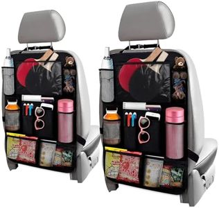 2 Pcs Backseat Car Organizer - Universal 23.4x16" Back Seat Car Organizer with 9 Large Pockets & Clear Tablet Holder, Made of Reliable Polyester with Long and Strong Straps - Easy to Attach & Clean