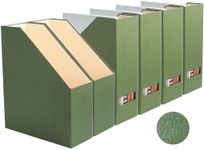 LifeSto Magazine Holder - File Holder and Desk Organizer, Cardboard Book Organizer and Storage Box for Documents, Magazine Holder Rack for Office, Home and Classroom (Leaf Green, 6-Pack)