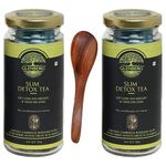 Glenberg Slim Detox Tea (Pack of 2) | Green Tea with Garcinia Cambogia (Helps in Weight Management) & Free Premium Wooden Spoon | 100 Gm, 50 Cups | 150 Cups if reused