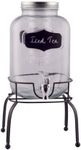 Raincart Imported Glassware Beverage Juice Wine Beer Dispenser 5 Liter with Silver tap and Black Metal Stand (Transparent), 1 Piece