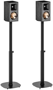 Pegzone Height-Adjustable Speaker Stand Pair from 28.6" to 46.1",22lbs Capacity,Bookshelf Speaker Stands for Surround Sound, Two Feet Avaliable, Easy Installation, Black