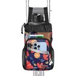 FINPAC Crutch Accessories Bag, Water-Resistant Storage Organizer Tote Bag with Drink Holder and Zipper Pouch for Crutches, Underarm Crutches Attachment, Daisy