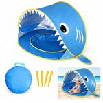 Lafefe Kids Beach Tent Pop Up, Shark Play Tent UV Sun Shelter Polyester Foldable 120×80×70cm Portable Baby Beach Tent for Indoor Outdoor Garden Camping（Blue）
