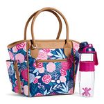 Fit & Fresh Beechwood Large Lunch Bag for Women with Side Pouches & Carry Handles, Complete Lunch Kit Includes Matching Shaker Bottle, Navy Lorella Posey