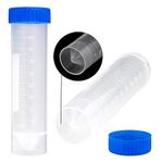 ASelected 50 X 50ml Standard Laboratory Conical Centrifuge Tubes - Freestanding Clear Plastic Test Tubes with Lids