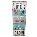 Rebecca Mobili Umbrella Stand Umbrella Holder Canvas Mdf Grey Light Blue Urban Entrance Home Office - 50 x 21 x 21 cm (H x W x D) - Art. RE4834