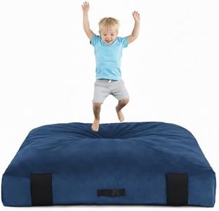 Givjoy Crash Pad for Kids Sensory Room, Extra Thick Foam Crash Mat with Washable Removable Cover, Non-Slip Play Mat with Handle for Calming Corner, Gym, Play Room, Living Room (Blue,60"x60")