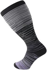 GIGAGO 1 Pair Wide Calf Compression Socks For Women & Mne 20-30 Mmhg, Knee High Plus Size Circulation Support Stockings For Nursing, Travel, Running
