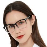 OCCI CHIARI Blue Light Blocking Reading Glasses 2.0 for Women, Ladies Stylish Readers Glasses, Womens Computer Glasses Spring Hinge (Black-Transparent 200)