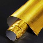 BBTO Heat Reflective Sheet Adhesive Backed Aluminized Fiberglass Heat Shield Tape Protection Barrier Heat Shield Resistant Material for Hose and Auto Use Heat Insulation Sheet(Gold, 24 x 48 Inch)