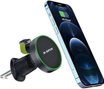 [2 in 1] Magnetic Wireless 15 Watt Car Charger Fast Phone and Watch Charging 360 Degree Rotation Holder Auto-Alignment Air Vent Mounting Compatible with Mag Safe Devices