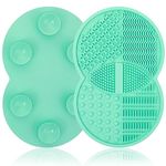 WLLHYF 2 Pack Makeup Brush Cleaning Mat Silicone Cosmetic Brushes Scrubber Portable Beauty Blender Cleaner Make Up Tools Washing Pad with Suction Cup for Women Powder Puff Sponge