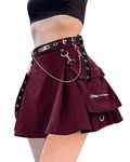 DINGJIUYAN Punk Girls Skirt with Chain,Women's Pleated Skirt,Buckle Skirt,Miniskirt,y2k Skirt,White Skirt,Denim Mini Skirt,Skirts for Women UK Elasticated Waist,Black Skirt Goth