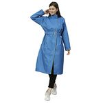 ZEEL Ladies High Neck Raincoat | Waterproof Long Raincoat with Belt| SKY BLUE| XL Diva