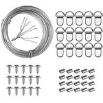 Picture Hanging Wire, yeestone Picture Hanging Kit, Including 10m Heavy Duty Picture Hanging Wire, 15PCS D Rings, 15PCS Screws and 20PCS Crimp Tubes, Picture Wire Hanging Kit for Picture Clock