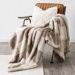 LURKA Checkered Sherpa Fleece Bed Throw Blanket - Thick and Warm Blanket for Winter Soft Cozy Fluffy Throw Blankets for Couch(Khaki, Twin(60"x80"))